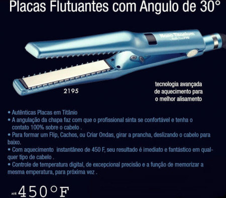 Prancha Nano Titanium Babyliss Placas c/ Angulo de 30º - 110v