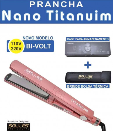 Prancha Profissional Nano Titanium Salles Bivolt - Rose